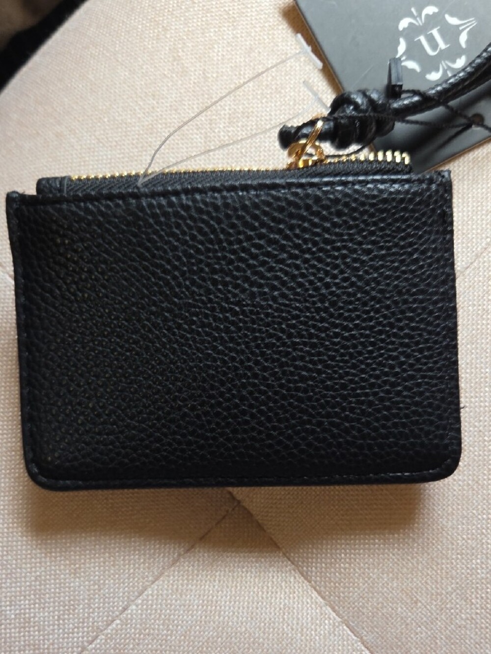 Nanette Lepore Black Pebbled Leather Mini Wallet with Gold Logo - Picture 3 of 4